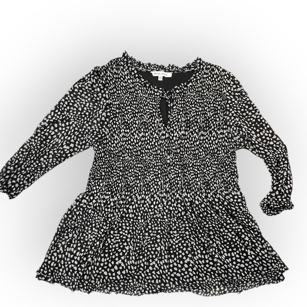 Rose‎ & Olive Top Womens Large Sheer Layered Babydoll Blouse Black Whimsygoth